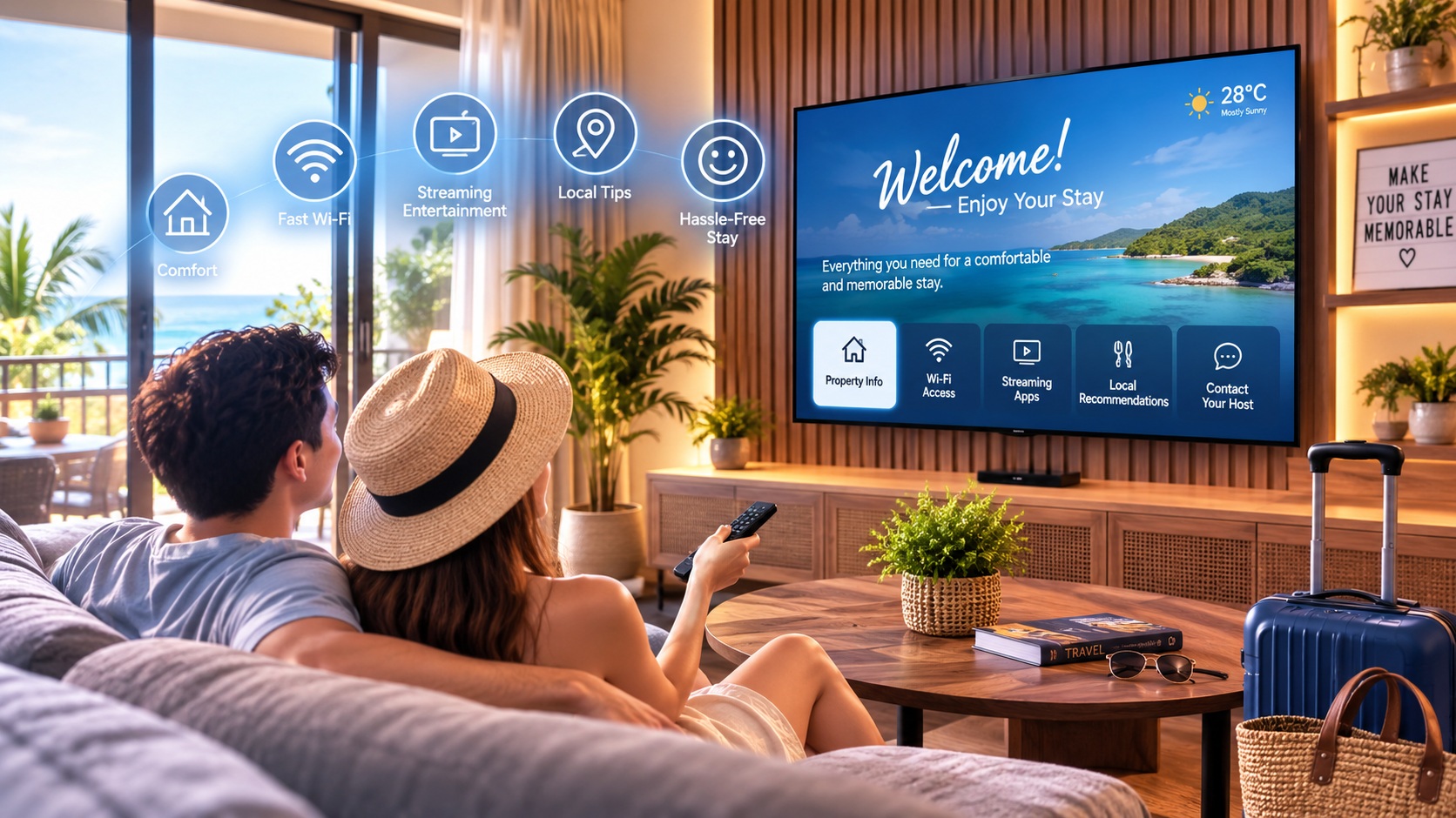guests watching tv